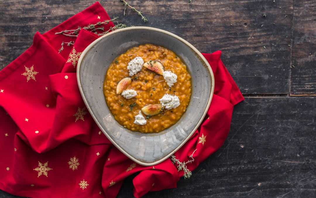 Butternut Squash Risotto with Benna Irkotta and Figs