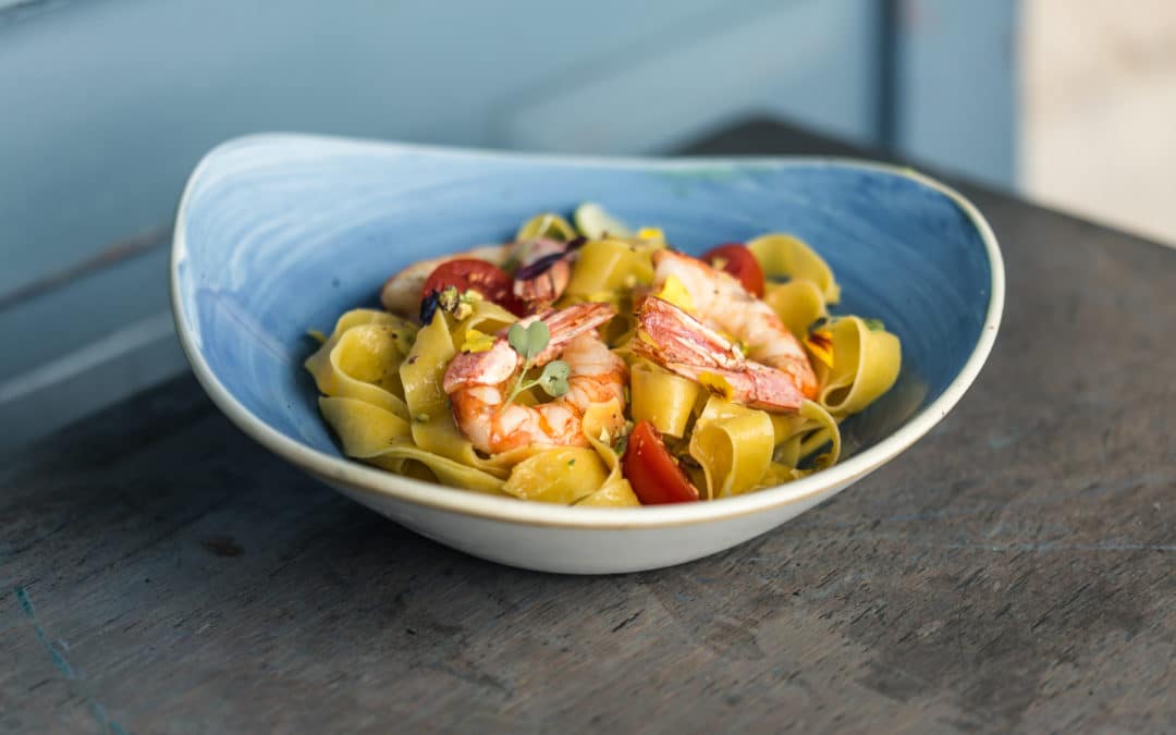Pappardelle with Prawns, Pistachio, Lime and Chili