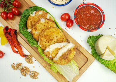 Fried Ġbejna with Side Salad