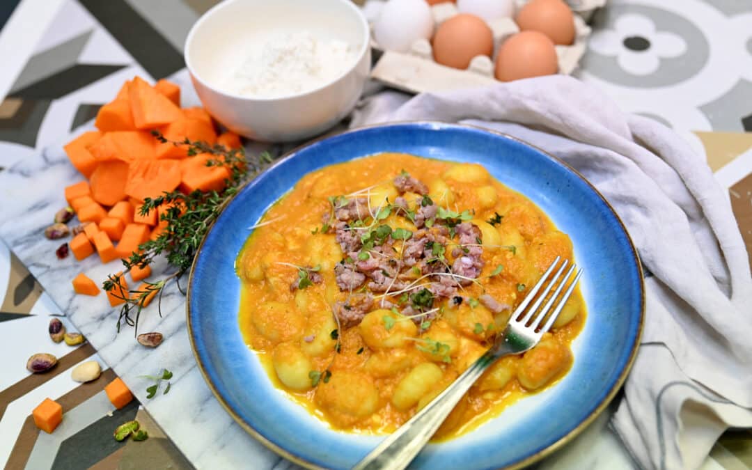 Gnocchi with pumpkin, Maltese sausage & Ġbejna sauce