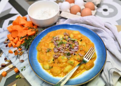 Gnocchi with pumpkin, Maltese sausage & Ġbejna sauce