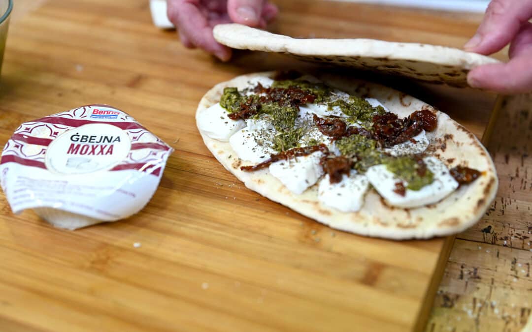 Warm Ġbejna Pitta Sandwiches