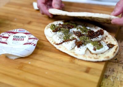 Warm Ġbejna Pitta Sandwiches