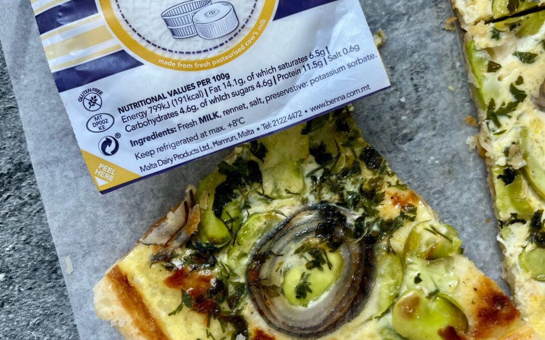 Broad Beans and Gbejna Puff Pastry Tart
