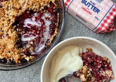 Raspberry and Blueberry Oatmeal Cobbler