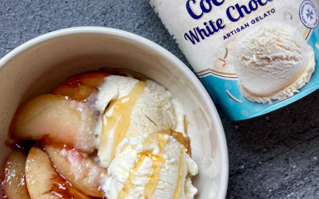 Caramelised Peaches with Ice Cream