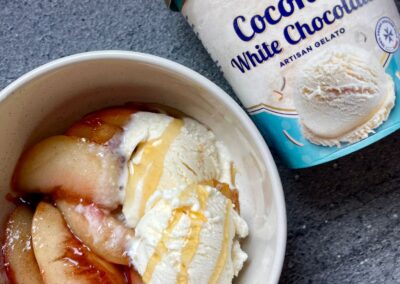 Caramelised Peaches with Ice Cream